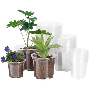 30 Pack 6/5/4Inch Clear  Pots with Drainage Holes, Clear  Pot for Planting, Transparent Plastic  Pots,Durable Seed Starting Pot for