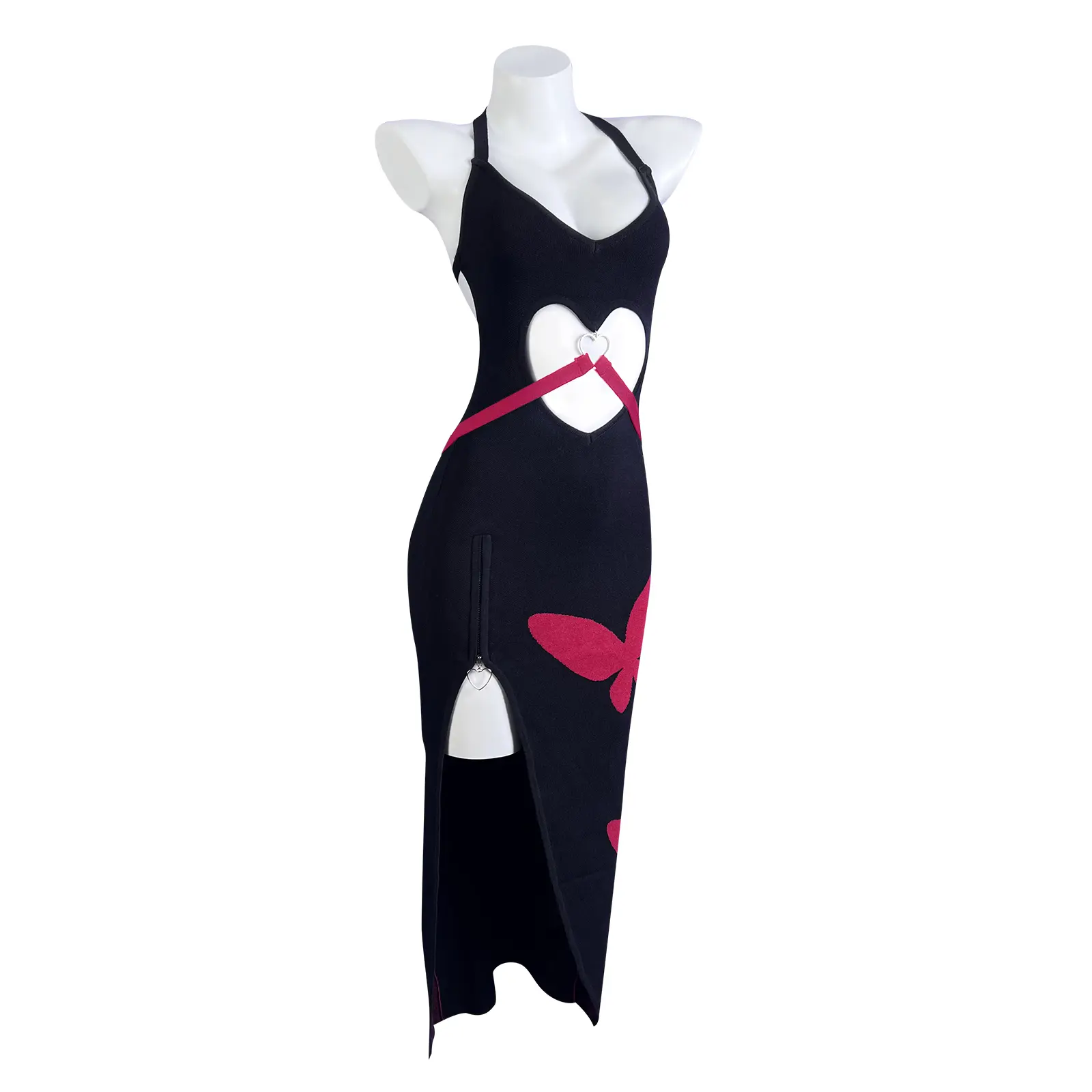 dress with cut out heart Black Cut Out Heart Midi Dress  Lazy Oaf