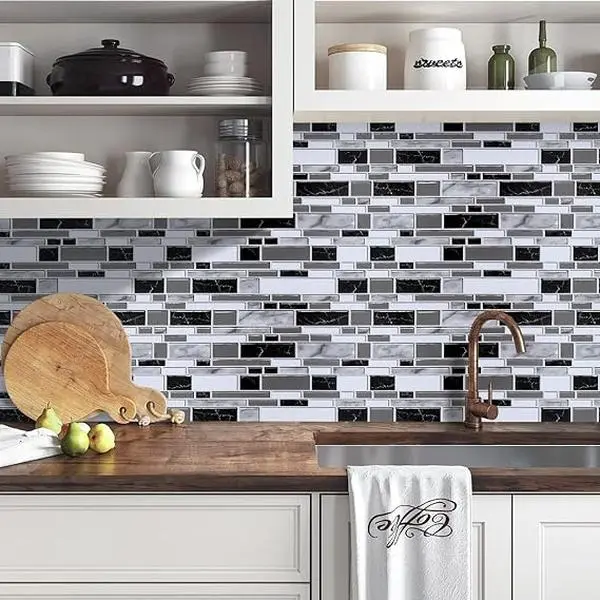 Peel and Stick Kitchen Wallpaper Backsplash Wall Paper for Kitchen 11.8inch x 78.7inch Backsplash Tiles Wallpaper Peel and Stick Waterproof Countertop Contact Paper for Bathroom Cabinet