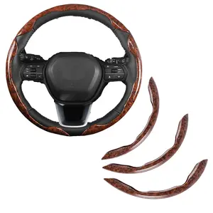 3PCS Car Wood Grain Steering Wheel Cover, Anti-Skid Segmented Auto Steering Wheel Protector, Automotive Interior Accessories, Universal Fit For 15inch Steering Wheel-Brown