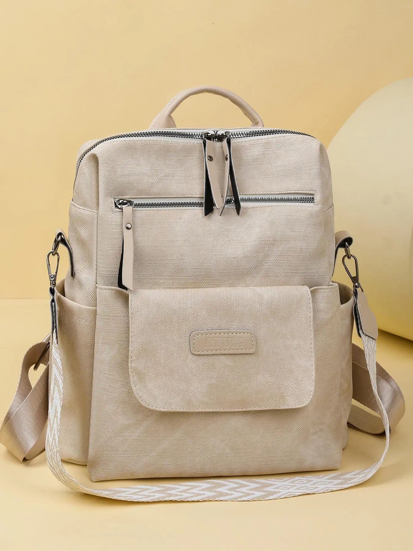 Trendy backpack for women, Casual Lightweight Backpack, new style, large capacity anti-theft bag, pure color versatile temperament commuter bag, suitable for ladies, girls, people, students, suitable for going out, commuting, campus, back to school.