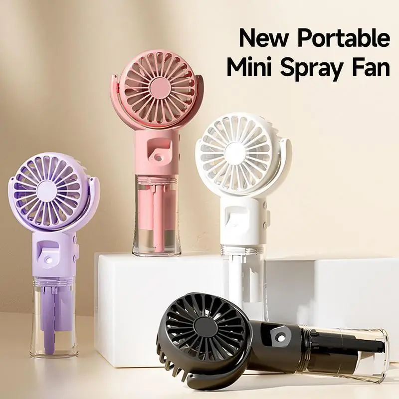 Portable Handheld Misting Fan, 1 Count USB Rechargeable Mini Fan Cooler, Multifunctional Adjustable Wind Speed Electric Fan for Travel, Outdoors, Hiki