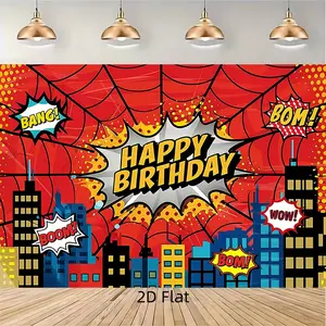 1pc 2D Flat American comic-style spider web pattern Party Banner, Party Decorations Banners, Happy Birthday, Holiday Decoration, Party Background Theme, Suitable for Birthday Parties, Weddings, Holiday Gifts, 1224CYJ