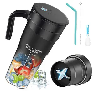 Blade Premium Portable Blender Cup Bottle | USB Rechargeable, 470ml | 6-Blade Fruit Mixer & Smoothie Maker with Straw