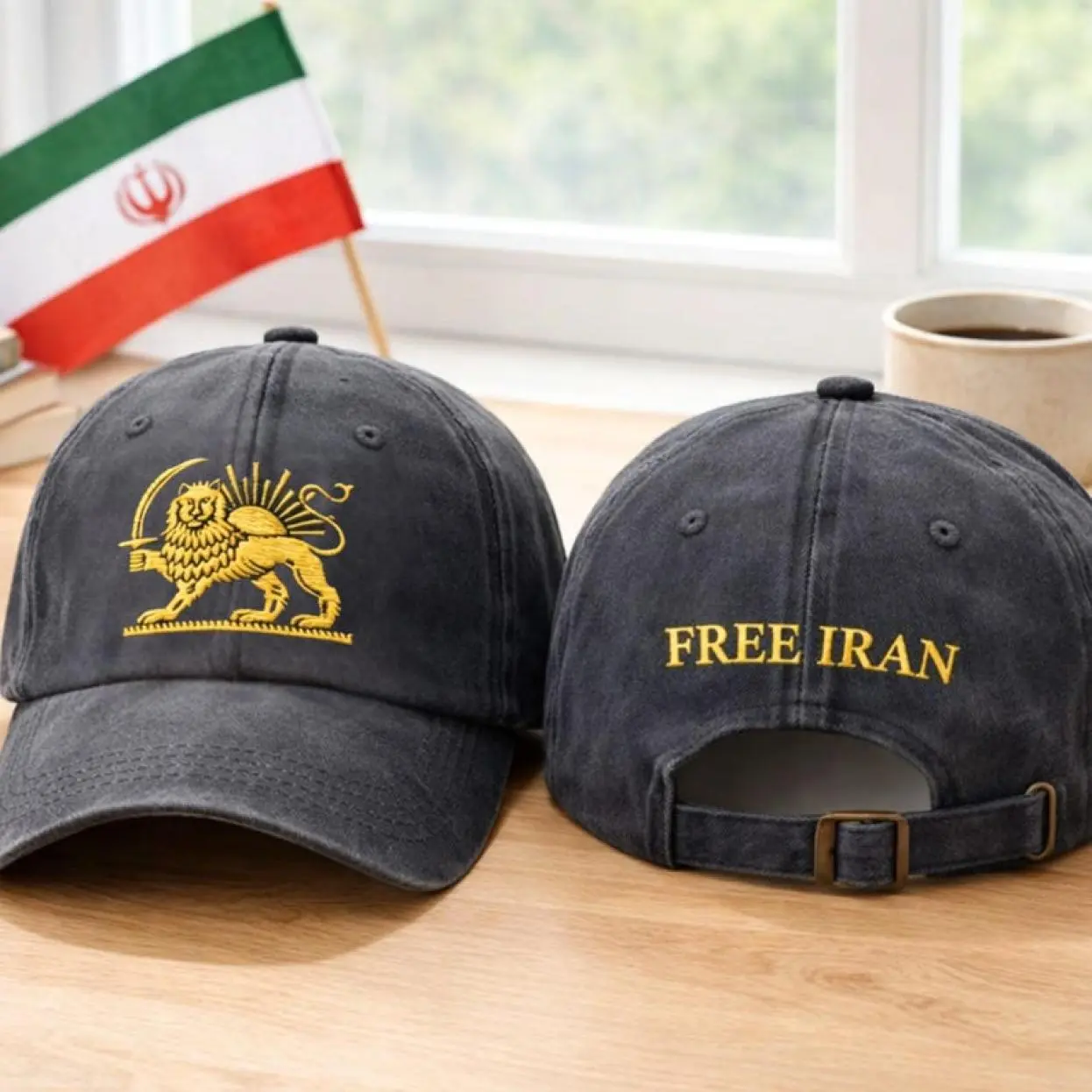 [Made-To-Order] Embroidered Persian Hat: Lion and Sun Hat, Persia Iran Protest Hat, Make Iran Great Again