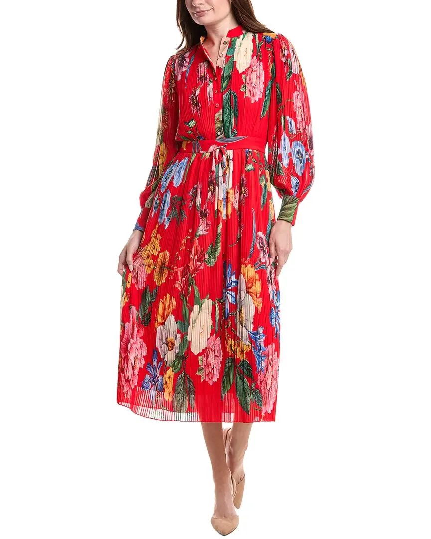 Elie Tahari Pleated Blouson Maxi Dress