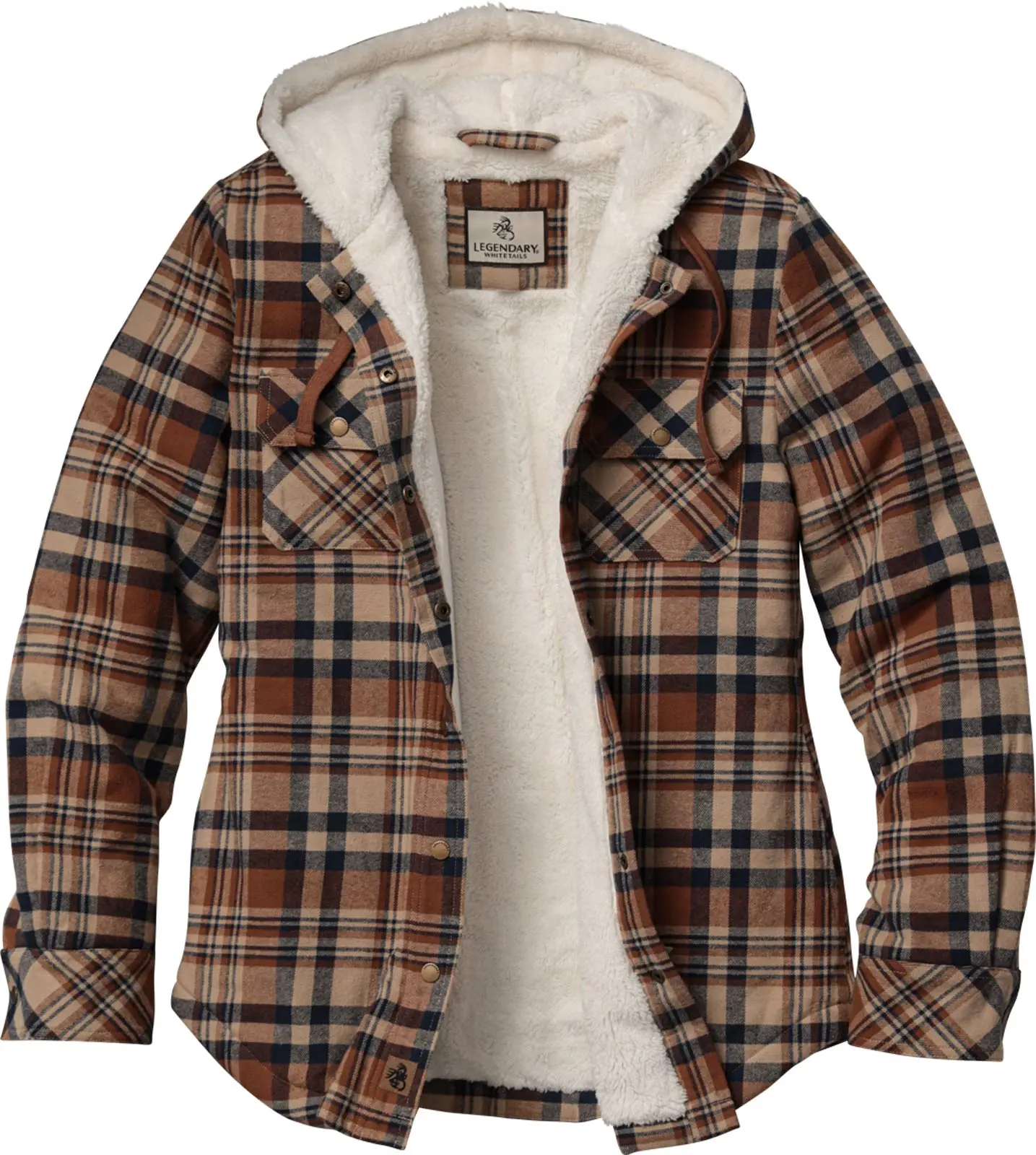 LEGENDARY WHITETAILS Women's Cotton Open Country Sherpa-Lined Hooded Shirt Jacket with Pockets, Locker Loop at Back, Outdoor Coats LEGENDARY WHITETAILS Women's Cotton Open Country Sherpa-Lined Hooded Shirt Jacket with Pockets, Locker Loop at Back, Outdoor Coats