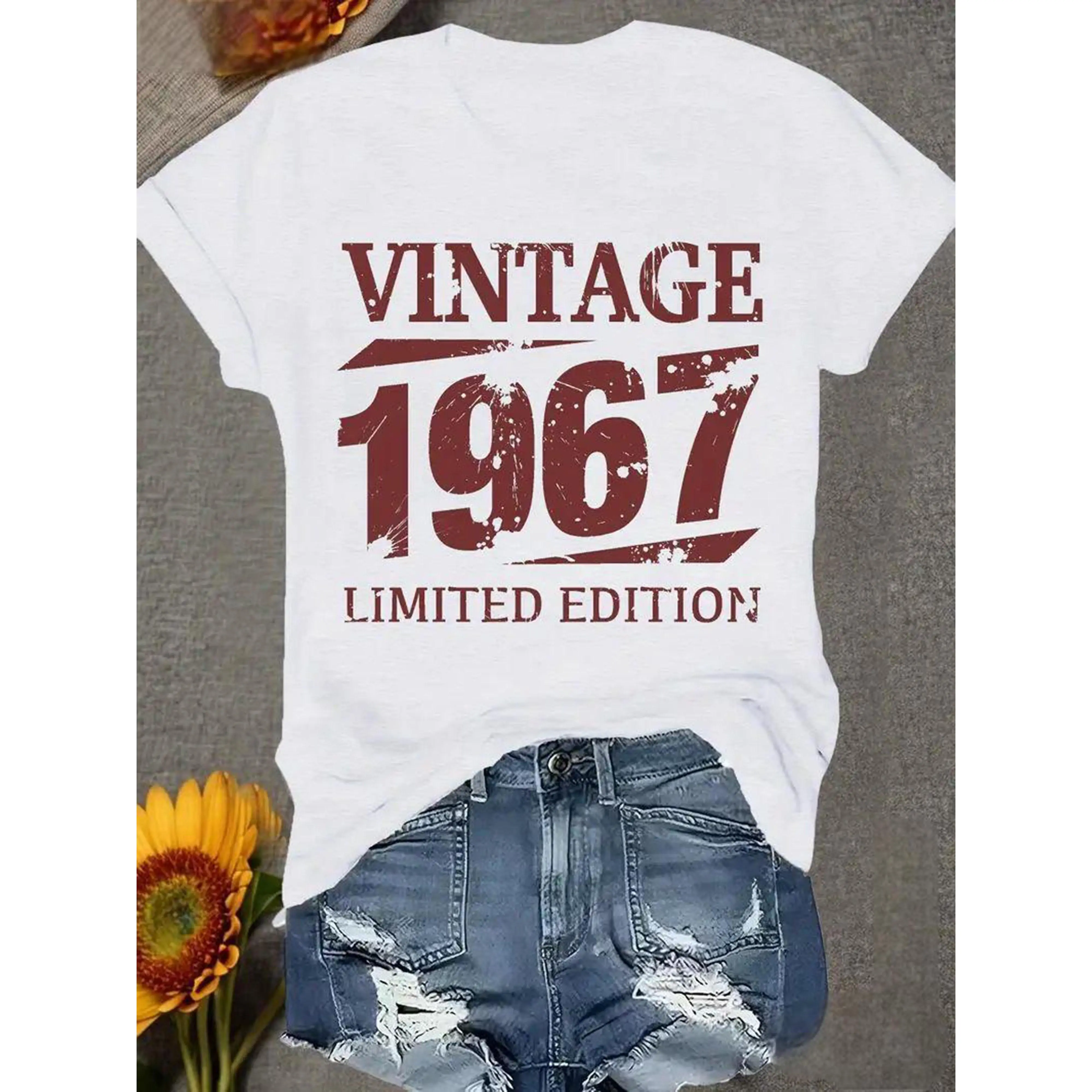Retro Style, Women'S Printed Cotton T-Shirt, Casual Short-Sleeved Round Neck Top Spring And Summer, Women'S Clothing, Letter Pattern Printing Streetwear Womenswear