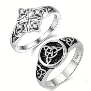 Vintage Knot Trinity Fashion Ring European and American Witch Amulet Inlaid Diamond Ring Unique Rings Stackable Engagement Ring Bridal Set Rings