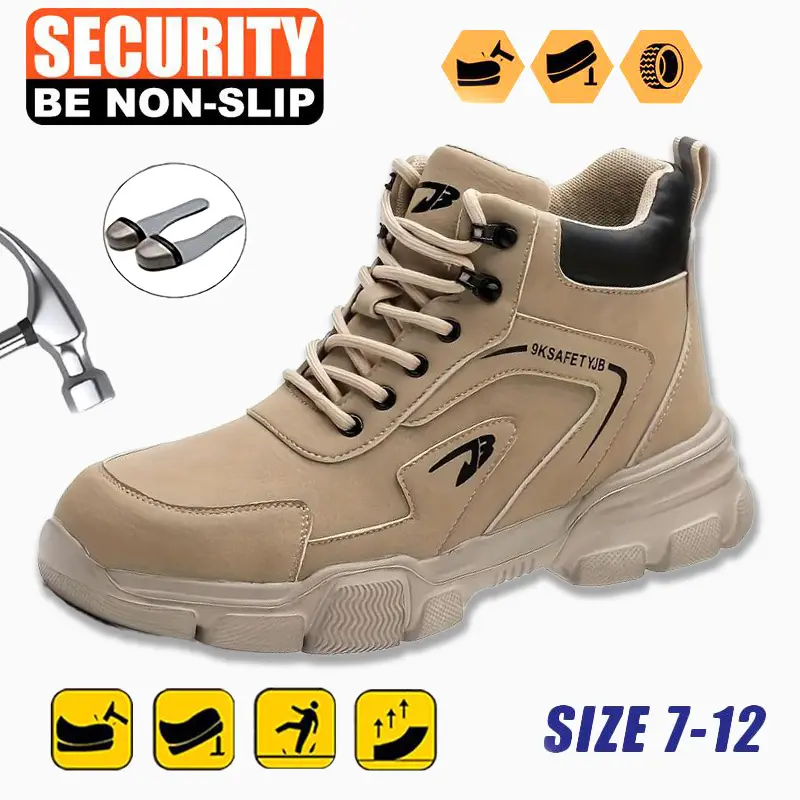 Men's Orthopedic Steel Toe Work Shoes - Unisex Sizes, Anti-Smash, Anti-Puncture, Arch Support, Metatarsal Guard, Synthetic Fabric, Round Closed Toe, Casual Chic Laced Worker Footwear