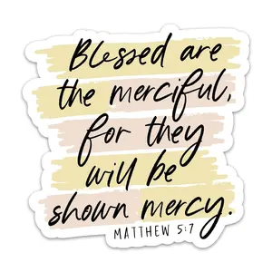 Christian Religious Vinyl Sticker Pack - Matthew 5:7 Blessed Are the Merciful Decals, Stickers for Adults, Office Stationery Labels for Bottles, Journals