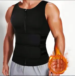 Sauna Sweat Vest For Men,Compression Waist Trainer,Sauna Suit Double Belt Body Shaper for Gym Workout Exercise Solid Color Neoprene Sleeveless Top