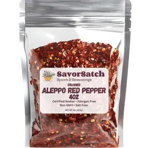 SavorSatch Aleppo Red Pepper Flakes - 4 oz Resealable Pouch | Certified Kosher, Moderately Spicy Halaby Chili Pepper | Authentic Turkish Flavor | Crushed Red Capsicum annuum for Cooking and Seasoning