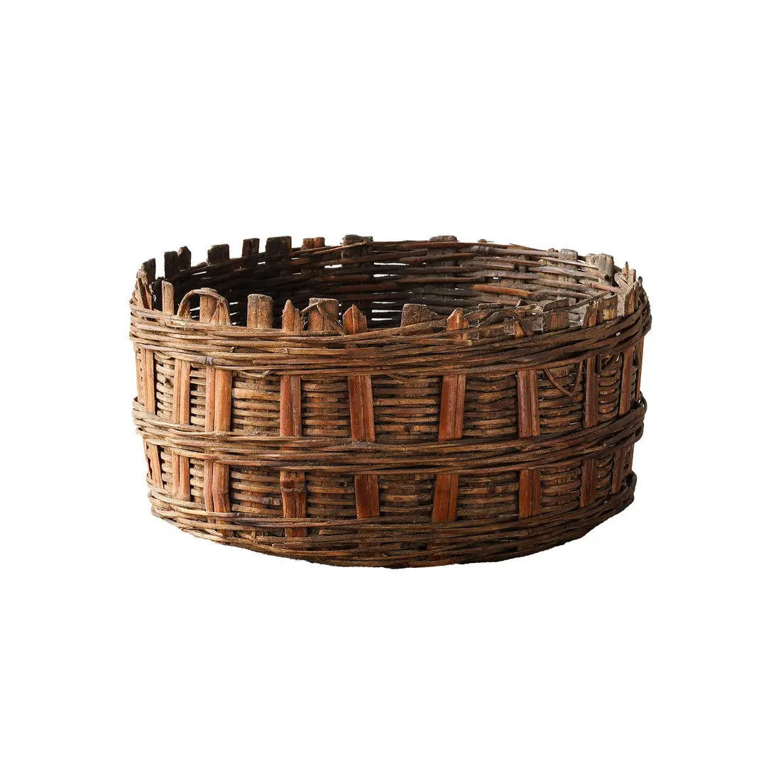Vintage India Himachal Hand-Woven Rattan Basket