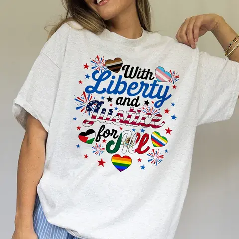Ver 2 With Liberty And Justice For All Shirt, Fundemantal Rights Shirt, BLM Tshirt, Antiracism Shirt, Human Rights Shirt, Equality Shirt, LGBT Tee