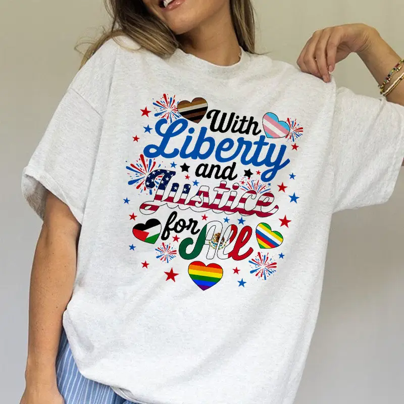 Ver 2 With Liberty And Justice For All Shirt, Fundemantal Rights Shirt, BLM Tshirt, Antiracism Shirt, Human Rights Shirt, Equality Shirt, LGBT Tee