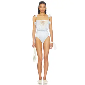 For Love & Lemons Cleo Romper in Blue