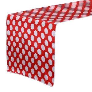 14 x 108 inch Satin Table Runner Red and White Polka Dots