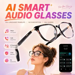 AI Smart Glasses with ChatGPT, Real-Time Translation, Bluetooth Audio & Calls, Open-Ear Music, Auto-Tint Photochromic Lenses, UV Protection for Travel, Work & Sports，Gifts for Men&Women