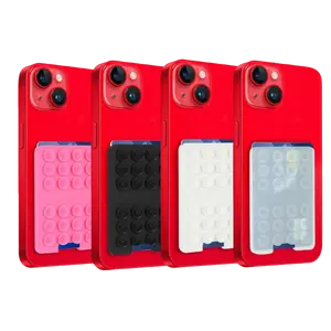 2Pcs Silicone Suction Phone Wallet Mount - Adhesive Card Holder & Shower Mirror Phone Stand for iPhone/Android, Perfect for TikTok Videos & Selfies