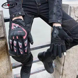 SUOMY Summer Lightweight Full-Finger Motorcycle Gloves, Breathable Mesh Design, Hard Shell Protection, Anti-Slip Palm for Safe Riding