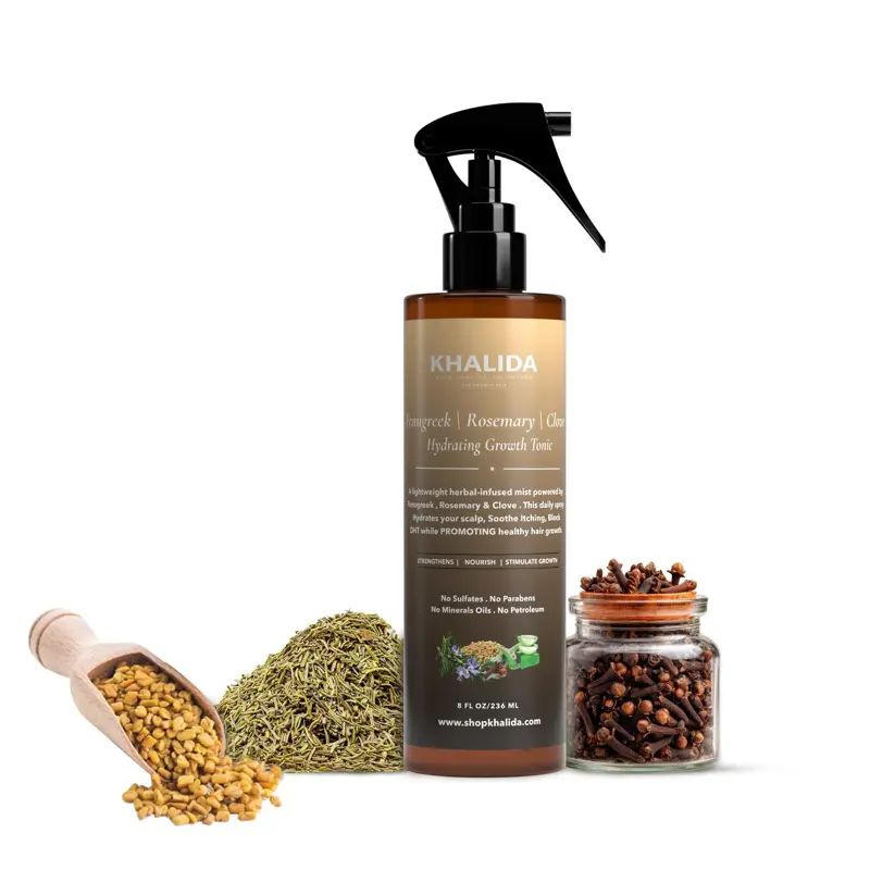 Fenugreek Rosemary & Clove Hair Growth Tonic - with Aloe Vera for Breakage & Dry Scalp Relief - 8 oz Spray Bottle - Strengthener Herbal Daily Haircare Hydrate Moisturizing Gentle Moisturizer