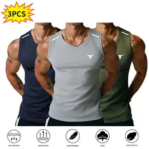 Brave Cow — Fearless Against Challenges — Pack of 3 — Men’s casual tank tops/vests — Knit sleeveless lightweight tees — Basic muscle T shirts