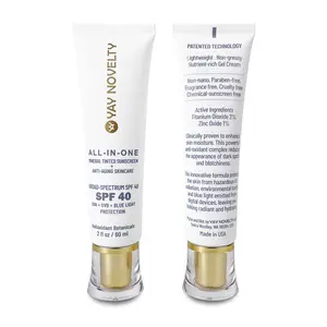 YAY NOVELTY ALL-IN-ONE Mineral Tinted Sunscreen with Anti-Aging Skincare. This lightweight, non-greasy gel cream protects against UV rays, environmental toxins, and blue light, while offering anti-aging benefits. Clinically proven to boost skin moisture.