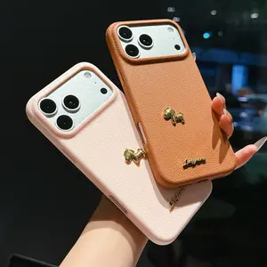 Year of Horse Leather Texture Phone Case for iPhone 17-14 Series, Soft Anti-Drop Protection, Creative Simple Unique Design Accessories