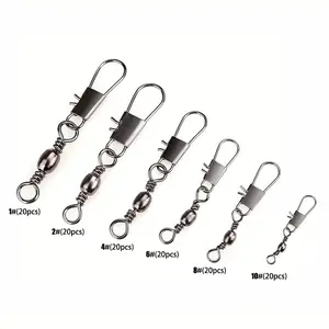 20 Premium Fishing Ball Bearing Swivels with Bucket Shape Clips, Smooth Rotation for Durable Fishing Accessories, Essential Gear for Anglers, Fishing Tackle