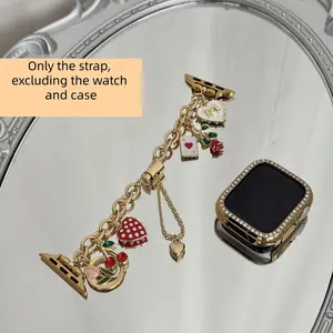 1PC metal alloy polka dot heart-shaped cherry smart watch straps, Smartwatch strap, compatible with Apple Watch 38/40/41/42/44/45/46/49mm, suitable for Apple Watch series Ultra/SE/9/8/7/6/5/4/3/2/1, strap only, watch and case not included