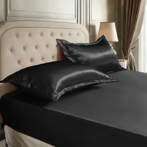 WVG 3pcs Satin Sheet Set - 2000TC Breathable & Skin-Friendly Bed Sheets Set, Fitted Sheet And 2 Pillowcases - Super Soft, Wrinkle Free -A Perfect Gift For Family - Valentine'S Day Gift For Women And Men