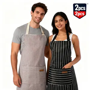 2-Pack Unisex Adjustable Fabric Kitchen Theme Aprons with 2 Pockets & Adjustable Neck Strap, Large Washable Multifunctional Protective Lightweight Home Supplies for Men Women, Gift Option, Adjustable Aprons