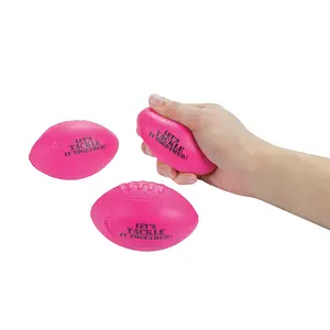 3 1/2" Pink Ribbon Awareness Foam Football Stress Balls - 12 Pc.
