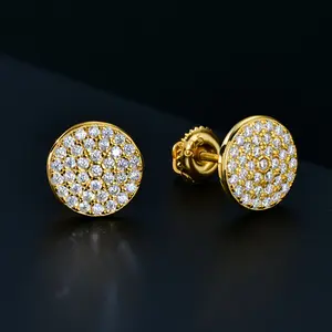 HELLOICE Moissanite Round Stud Earrings VVS1 D Color Unisex 925 Sterling Silver Earrings Synthetic Moissanite Stud Earrings 10mm Earrings Gift for Her Him