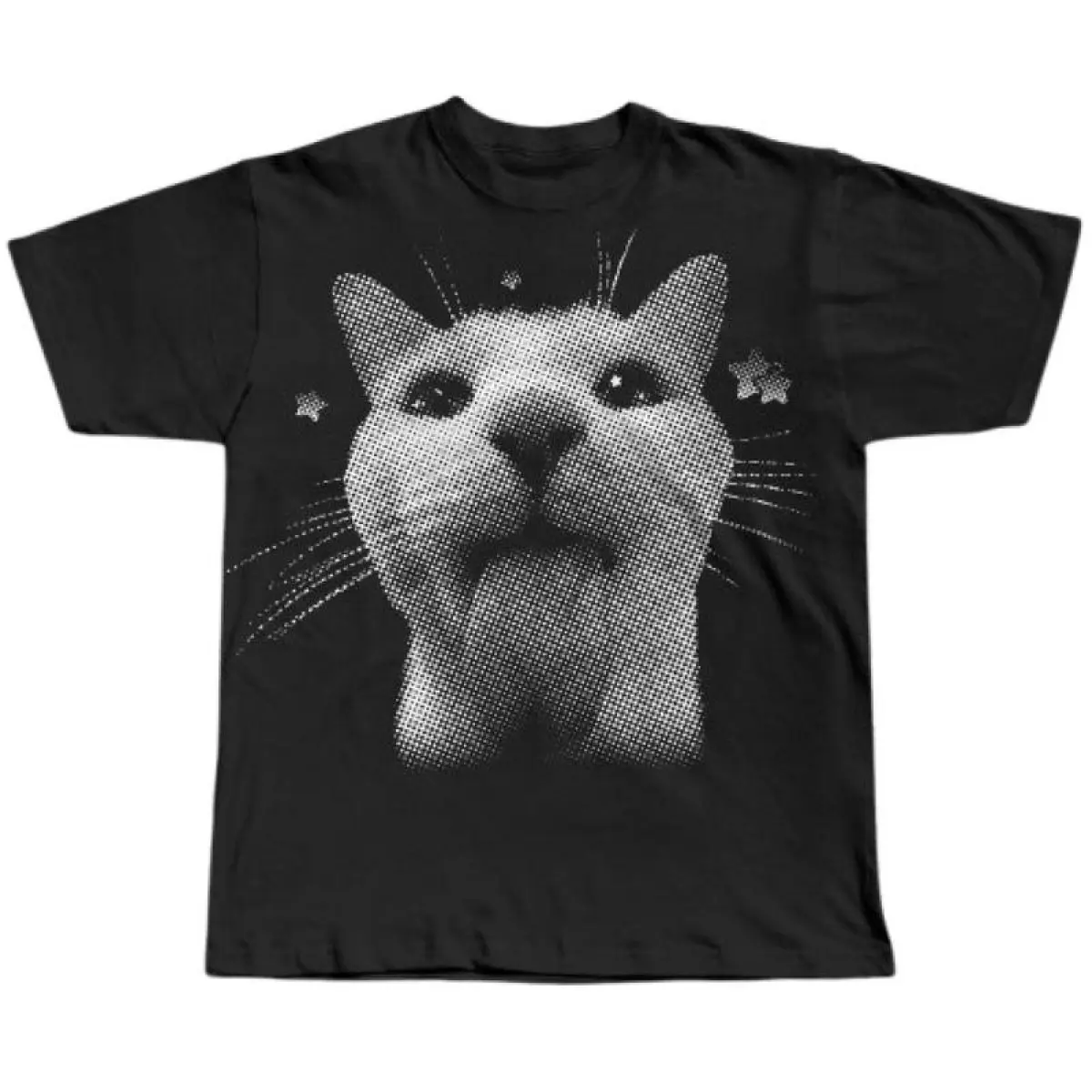 Men's Y2k Retro Freaky Cat Cotton T-shirt - [S-5XL] Casual Top, Vintage Graphic, Silly Cats Design, Aesthetic Relaxed Fit Summer Crewneck, 2000s/90s Trendy Cotton Fabric Tee Classic Soft
