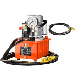 VEVOR Electric Hydraulic Pump, 10000 PSI 750W 110V, 488 in/8L Capacity, Single Acting Manual Valve, Electric Driven Hydraulic Pump Power Pack Unit with Lever Switch for Punching/Bending/Jack MachinesVEVOR Super Brand Day