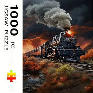 1000 Piece Train Puzzle with Smoke, Large Adult Family Interactive Toy, DIY Home Decor Brain Challenge, Holiday Scene, Perfect Gift