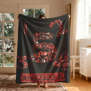 Stranger Things Flame Season Group Theme Flannel Throw Blanket, Large Size, Soft Lightweight Warm, Perfect for Bed Sofa Office Camping Travel
