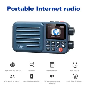 A8W Portable Smart Internet Radio Receiver with WIFI/4G, FM, Micro-SD Card, All World Radios,  Wifi for Home Use, Digital Radio, Choyong Radio