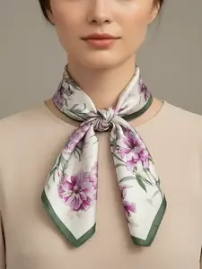 Vintage Floral Print Silk Scarf, Multi-Use Artistic Neck Tie, Perfect for Outdoor Travel Dating Decor, Versatile Fashion Accessory, Scarf Head Wrap