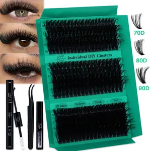 270Pcs D Curl 70D80D90D 3 Styles 10-18mm Mixed Length Volume & 3D Effect Kit Soft and Comfortable False Eyelashes Set Comes with Lash Bond&Seal Lash Remover And Tweezers, Perfect For DIY Eyelash Extensions At Home, Beginner friendly