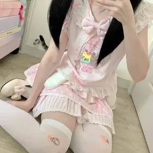 Japanese Kawaii Cute Women's Two Piece Set   Korean Fashion Preppy Style Lolita Party Slimming Female Suits Woman Clothes 2026