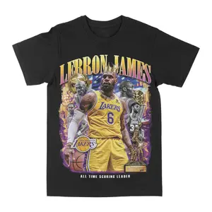 Lebron James All Time Leading Scorer Graphic Tee, Y2K Rap Streetwear T-Shirt, Unisex Crew Neck, Vintage Hip-Hop Graphic, Sports Style, Casual Cotton Fit