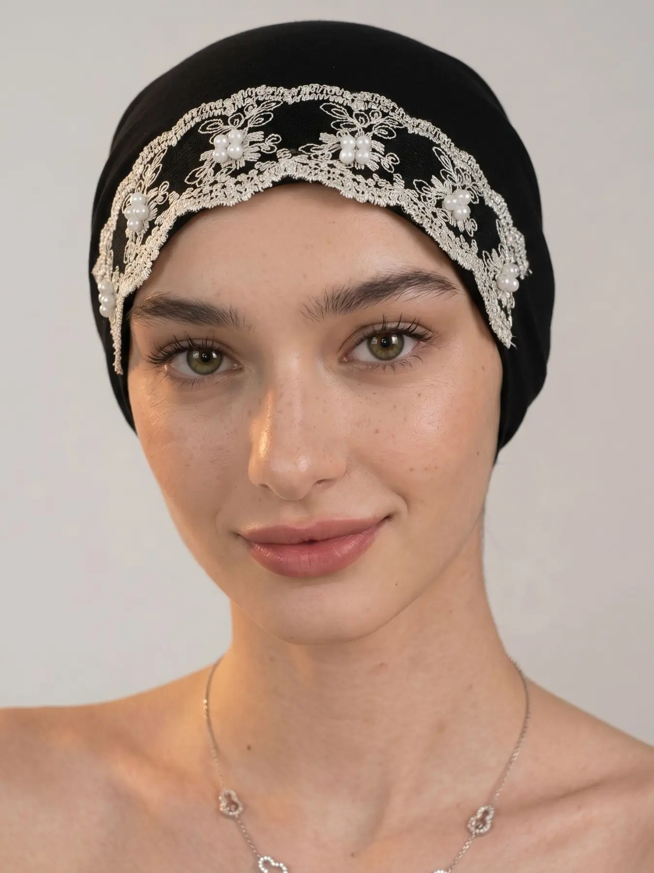 Women's Beaded Lace Hijab Hat, Elastic Comfortable Inner Cap, Ramadan Fashion Accessory, Sleep Cap, Chemotherapy Cap, Hijab Undercap