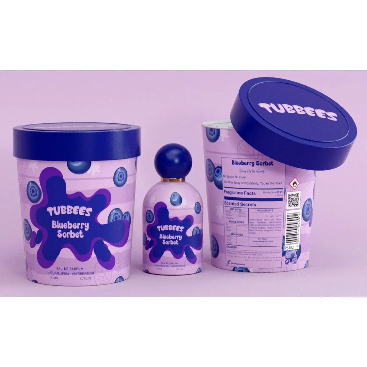 Armaf Tubbees Blueberry Sorbet Unisex EDP Spray - 50ML Pen-Sized Refill, Lemon Citrus Scent Fragrance, Playful Refreshing Le Grandeur EDP Sprays, Mini Toiletries for Purse