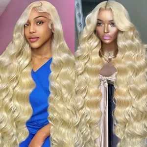 30 Inch 613 13x6 Lace Front Wig Human Hair Blonde Wig Human Hair 200 Density Blonde Body Wave Lace Front Wigs Human Hair Pre Plucked 613 HD Lace Frontal Wig