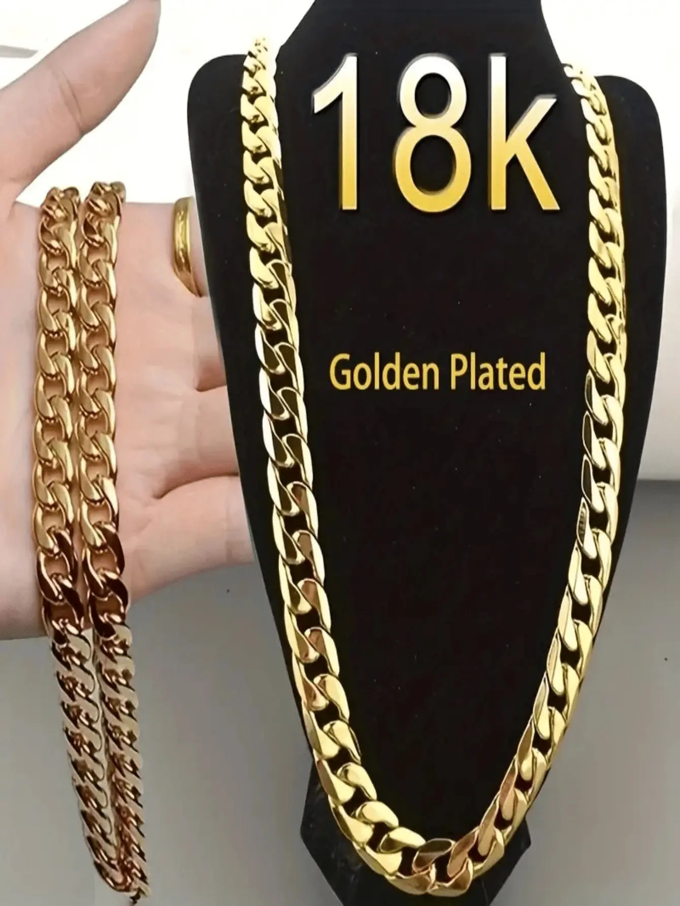 Men's 6mm 18K Gold-Plated Chain Necklace - Hip-Hop Punk Jewelry, Stainless Steel, Daily & Party Wear