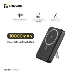 EDIZARD 10000mAh 20W Qi2 Fast Charging MagSafe Power Bank with Stand & USB-C Port Compatible for iPhone 17/16/15/14/13/12