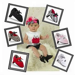 Newborn Baby Girls Princess Shoes Bowknot Soft Sole Crib Shoes with High Heels Crib Baby Girl Photography Props